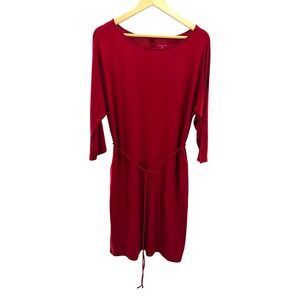 Garnet Hill Womens‎ Burgundy Tencel Lyocell Tie Waist Pocket Dress Red Size M
